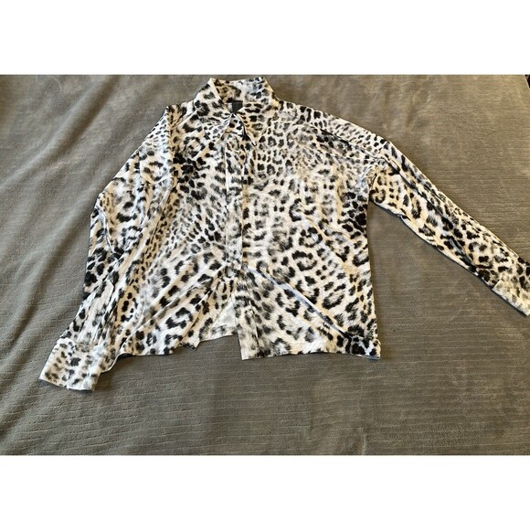 Norma Kamali Black And White Leopard Print Hook & Loop Closure Oversized Sz XS - Picture 4 of 10